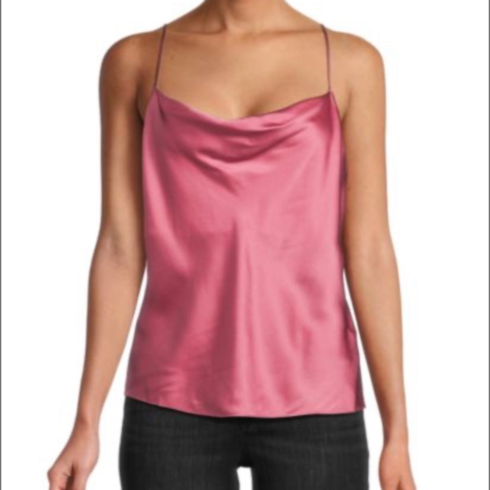 Vince Rose Pink Satin Cowl-Neck Camisole